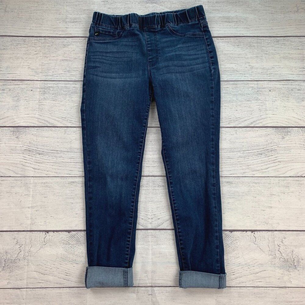 KanCan Jeans sz 9 / 28 Dark Wash Skinny Crop Pull On Stretch Cuffed Inseam 25.5"